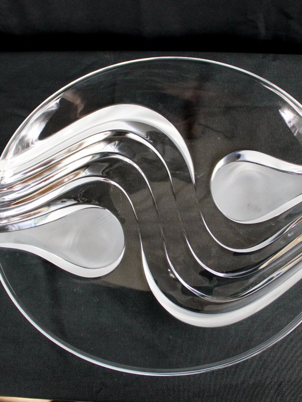 Cristal d'Arques 24% Lead Crystal Serving Platter with Wave Swirl Design Vintage